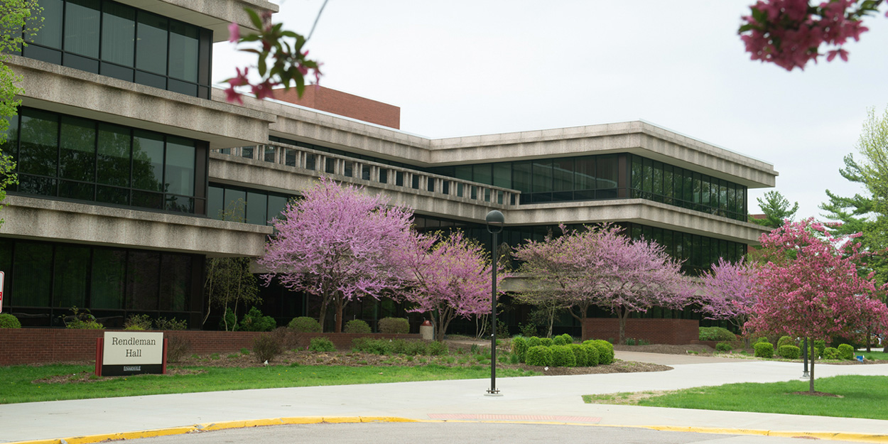 Northern side of Rendleman Hall during late March.