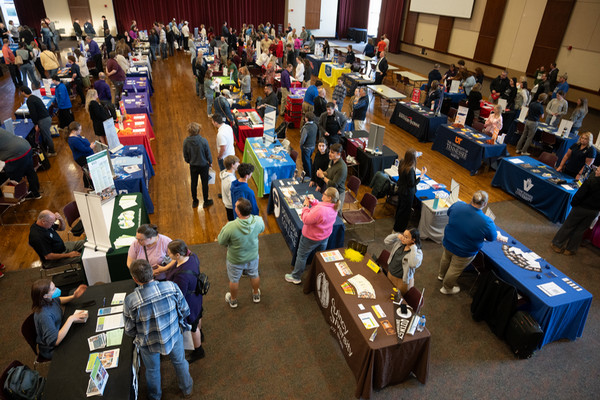 High angle image of a college fair